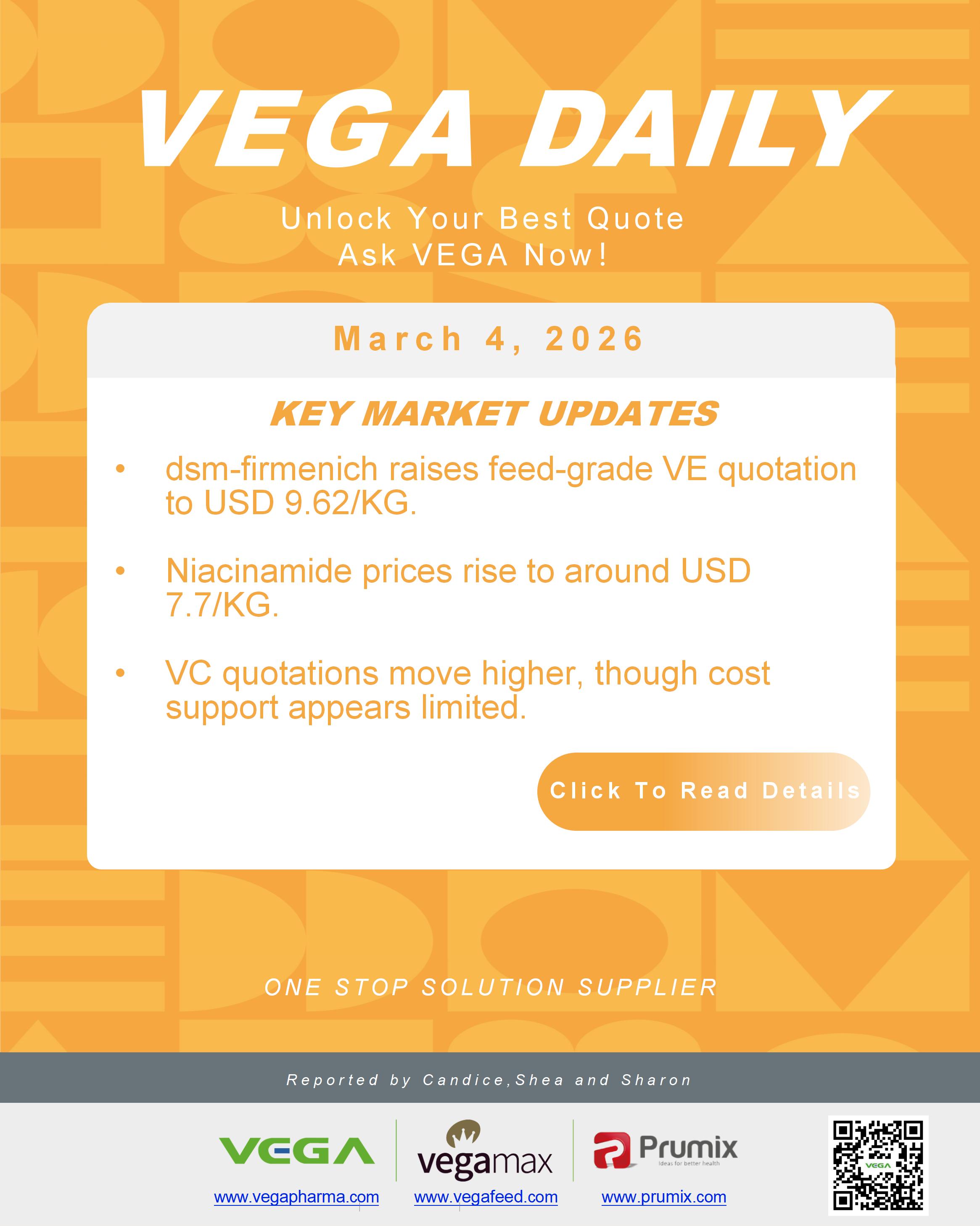 VEGA Daily Dated on March 4th 2026 Vitamin Amino Acid APl Food Additives.jpg